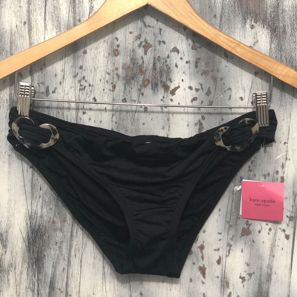Kate Spade Black w/Tortoiseshell Detail Hipster Bikini Swim Bottom Size M